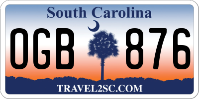 SC license plate OGB876