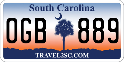 SC license plate OGB889