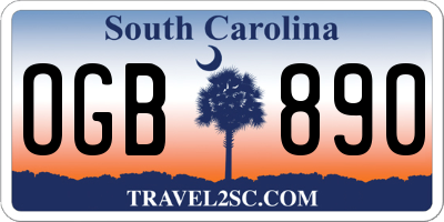 SC license plate OGB890