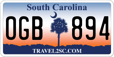 SC license plate OGB894