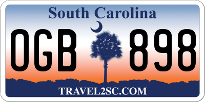 SC license plate OGB898