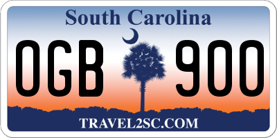 SC license plate OGB900