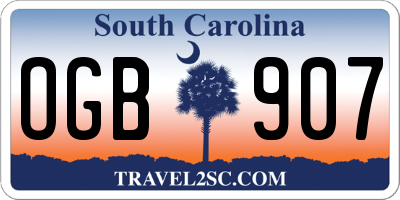 SC license plate OGB907