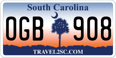SC license plate OGB908