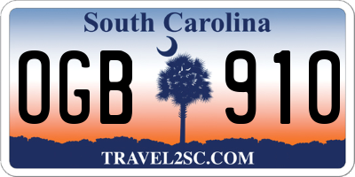 SC license plate OGB910