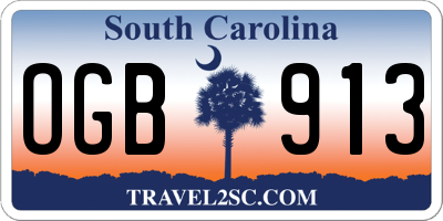 SC license plate OGB913