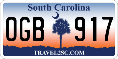 SC license plate OGB917