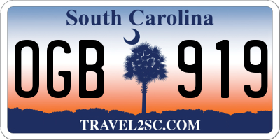 SC license plate OGB919