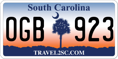 SC license plate OGB923