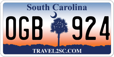 SC license plate OGB924
