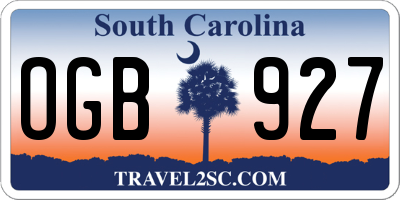 SC license plate OGB927
