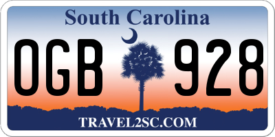SC license plate OGB928