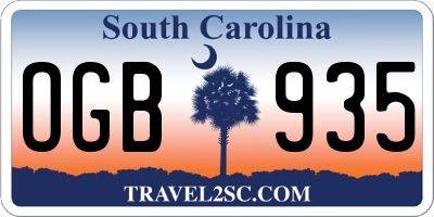 SC license plate OGB935