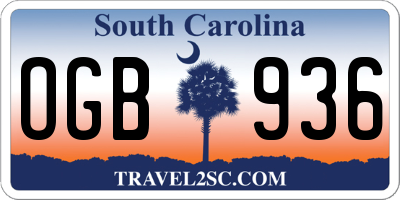 SC license plate OGB936