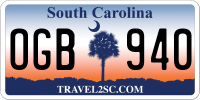 SC license plate OGB940