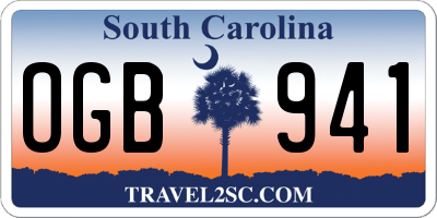 SC license plate OGB941