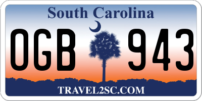 SC license plate OGB943