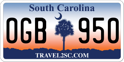 SC license plate OGB950