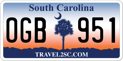 SC license plate OGB951