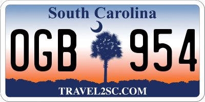 SC license plate OGB954