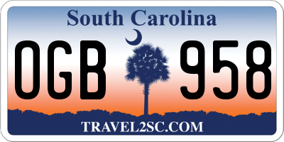 SC license plate OGB958