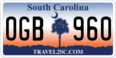 SC license plate OGB960