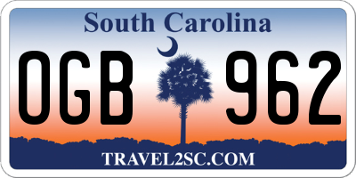 SC license plate OGB962