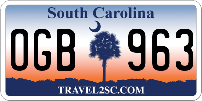 SC license plate OGB963