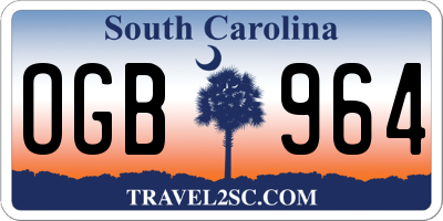 SC license plate OGB964