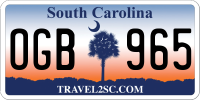 SC license plate OGB965