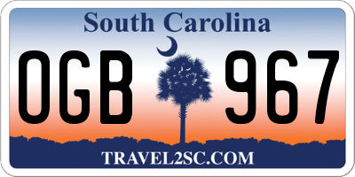 SC license plate OGB967