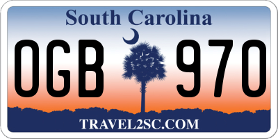 SC license plate OGB970