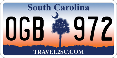 SC license plate OGB972