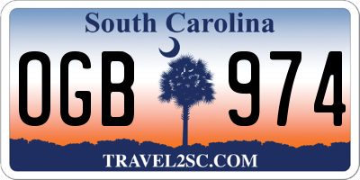 SC license plate OGB974