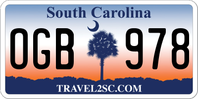 SC license plate OGB978