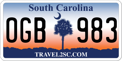 SC license plate OGB983