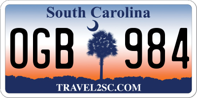 SC license plate OGB984