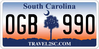 SC license plate OGB990