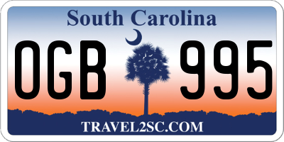 SC license plate OGB995