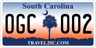 SC license plate OGC002
