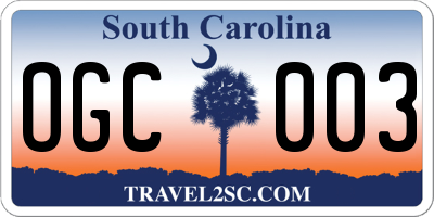 SC license plate OGC003