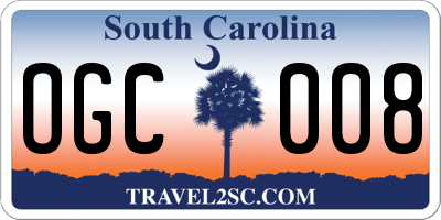 SC license plate OGC008