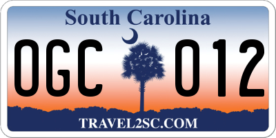 SC license plate OGC012