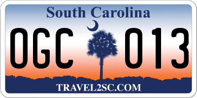SC license plate OGC013