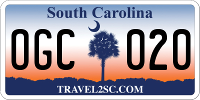SC license plate OGC020