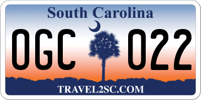 SC license plate OGC022
