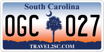 SC license plate OGC027