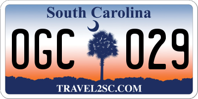 SC license plate OGC029
