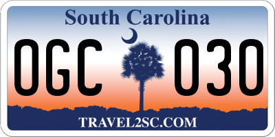 SC license plate OGC030