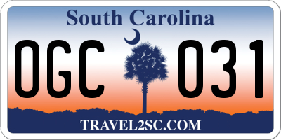 SC license plate OGC031